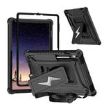 For Samsung Galaxy Tab S9 FE / S9 / S8 Armor Bolt Shape Holder Silicone Hybrid PC Tablet Case(Black)