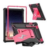 For Samsung Galaxy Tab S9 FE / S9 / S8 Armor Bolt Shape Holder Silicone Hybrid PC Tablet Case(Black Rose Red)