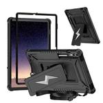 For Samsung Galaxy Tab S10+ / S9+ Armor Bolt Shape Holder Silicone Hybrid PC Tablet Case(Black)