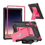 For Samsung Galaxy Tab S10+ / S9+ Armor Bolt Shape Holder Silicone Hybrid PC Tablet Case(Black Rose Red)