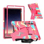 For Samsung Galaxy Tab S10+ / S9+ Armor Bolt Shape Holder Silicone Hybrid PC Tablet Case(Camouflage Rose Red)