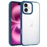 For iPhone 16 Plus Phantom Frosted Airbag Shockproof Transparent Phone Case(Blue)