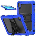 For Huawei MatePad SE 11 2024 Silicone Hydric PC Tablet Case with Shoulder Strap & Holder(Dark Blue)