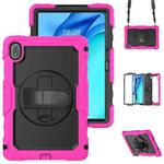 For Huawei MatePad SE 11 2024 Silicone Hybrid PC Tablet Case with Shoulder Strap(Rose Red)