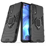 For OPPO Reno4 Shockproof PC + TPU Protective Case with Magnetic Ring Holder(Black)