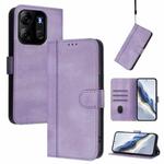 For Infinix Smart 7 / Tecno Pop 7 Line Splicing Buckle Retro Leather Phone Case(Purple)