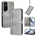 For Tecno Pova Neo 2 Line Splicing Buckle Retro Leather Phone Case(Grey)