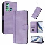 For Tecno Spark 7P Line Splicing Buckle Retro Leather Phone Case(Purple)