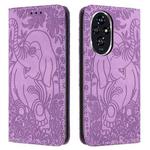 For Honor 200 Retro Elephant Embossed Leather Phone Case(Purple)