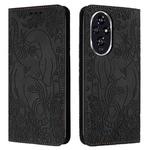 For Honor 200 Retro Elephant Embossed Leather Phone Case(Black)