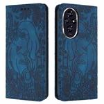 For Honor 200 Pro Retro Elephant Embossed Leather Phone Case(Blue)