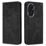 For Honor 200 Pro Retro Elephant Embossed Leather Phone Case(Black)