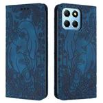 For Honor X6 4G Retro Elephant Embossed Leather Phone Case(Blue)