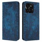 For Honor X6a / X6b Retro Elephant Embossed Leather Phone Case(Blue)