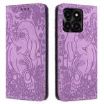For Honor X6a / X6b Retro Elephant Embossed Leather Phone Case(Purple)