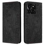 For Honor X6a / X6b Retro Elephant Embossed Leather Phone Case(Black)