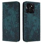 For Honor X6a / X6b Retro Elephant Embossed Leather Phone Case(Green)
