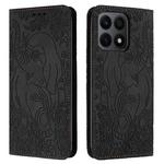 For Honor X8a Retro Elephant Embossed Leather Phone Case(Black)