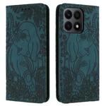 For Honor X8a Retro Elephant Embossed Leather Phone Case(Green)