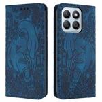 For Honor X8b Retro Elephant Embossed Leather Phone Case(Blue)