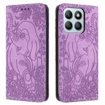 For Honor X8b Retro Elephant Embossed Leather Phone Case(Purple)