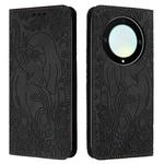 For Honor Magic6 Lite Retro Elephant Embossed Leather Phone Case(Black)
