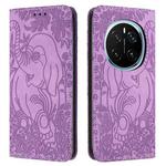 For Honor Magic7 Pro Retro Elephant Embossed Leather Phone Case(Purple)