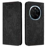 For Honor Magic7 Pro Retro Elephant Embossed Leather Phone Case(Black)