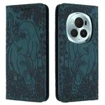 For Honor Magic6 Pro Retro Elephant Embossed Leather Phone Case(Green)