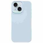 For iPhone 15 Plus Dopamine Simple Imitation Liquid Silicone Phone Case(Cream Blue)