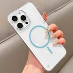 For iPhone 16 Pro Half Frame Transparent PC MagSafe Phone Case(Blue)