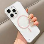 For iPhone 13 Pro Max Half Frame Transparent PC MagSafe Phone Case(Pink)