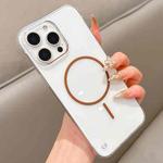 For iPhone 13 Pro Max Half Frame Transparent PC MagSafe Phone Case(Brown)