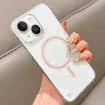 For iPhone 13 Half Frame Transparent PC MagSafe Phone Case(Pink)