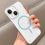 For iPhone 13 Half Frame Transparent PC MagSafe Phone Case(Blue)