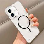 For iPhone 12 Half Frame Transparent PC MagSafe Phone Case(Black)