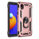 For Samsung Galaxy A01 Core Shockproof TPU + PC Protective Case with 360 Degree Rotating Holder(Rose Gold)