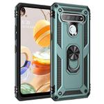 For LG Q61 Shockproof TPU + PC Protective Case with 360 Degree Rotating Holder(Green)