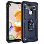 For LG Q61 Shockproof TPU + PC Protective Case with 360 Degree Rotating Holder(Blue)