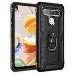 For LG Q61 Shockproof TPU + PC Protective Case with 360 Degree Rotating Holder(Black)