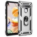 For LG K61 Shockproof TPU + PC Protective Case with 360 Degree Rotating Holder(Silver)