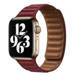 For Apple Watch Ultra 49mm&Watch Ultra 2 49mm / Series 9&8&7 45mm / SE 3&SE 2&6&SE&5&4 44mm / 3&2&1 42mm Leather Watch Band (Wine Red)
