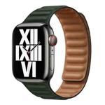 For Apple Watch Series 9&8&7 41mm / SE 3&SE 2&6&SE&5&4 40mm / 3&2&1 38mm Leather Watch Band (Cedar Green)