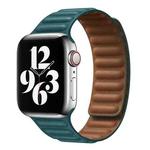 For Apple Watch Series 9&8&7 41mm / SE 3&SE 2&6&SE&5&4 40mm / 3&2&1 38mm Leather Watch Band (Peacock Green)