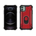 For iPhone 12 / 12 Pro Shockproof Metal + TPU + PC Combination Case with Ring Holder(Red)