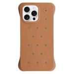 For iPhone 16 Pro Max Solid Color Holes Heat Dissipation PC Shockproof Phone Case(Brown)