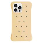 For iPhone 16 Pro Solid Color Holes Heat Dissipation PC Shockproof Phone Case(Yellow)