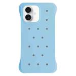 For iPhone 16 Plus Solid Color Holes Heat Dissipation PC Shockproof Phone Case(Light Blue)