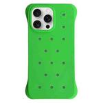 For iPhone 15 Pro Max Solid Color Holes Heat Dissipation PC Shockproof Phone Case(Green)