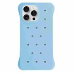 For iPhone 15 Pro Max Solid Color Holes Heat Dissipation PC Shockproof Phone Case(Light Blue)